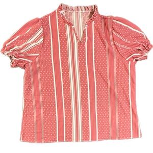 Striped Polka Dot Blouse – Women’s 3X